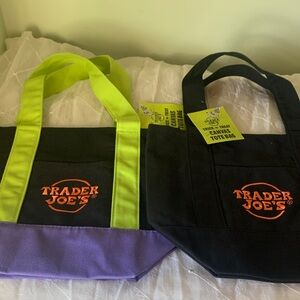 Trader Joe's Canvas Tote Bags - Black and Purple